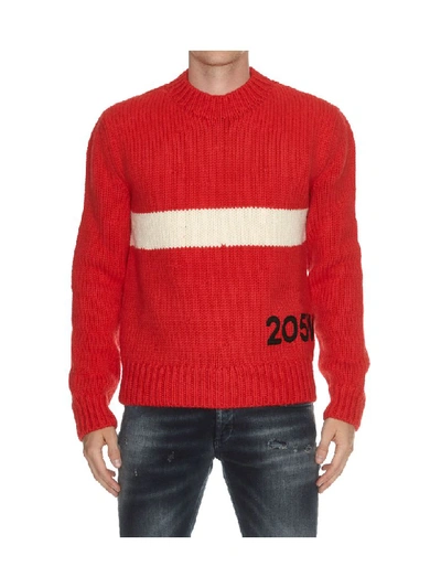 Calvin Klein Knit Sweater In Rosso Panna
