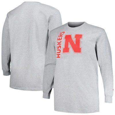 Champion Heather Grey Nebraska Huskers Big & Tall Mascot Long Sleeve T-shirt