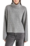 Steve Madden Astro Embellished Turtleneck Sweater In Grey