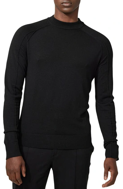 Good Man Brand Mock Neck Merino Wool Jumper In Black