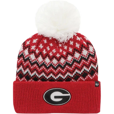 47 ' Red Georgia Bulldogs Elsa Cuffed Knit Hat With Pom