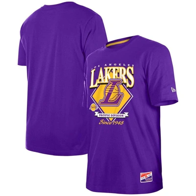 New Era Purple Los Angeles Lakers Throwback T-shirt