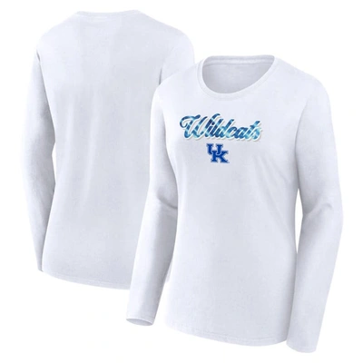 Fanatics Branded White Kentucky Wildcats Double Team Script Long Sleeve T-shirt