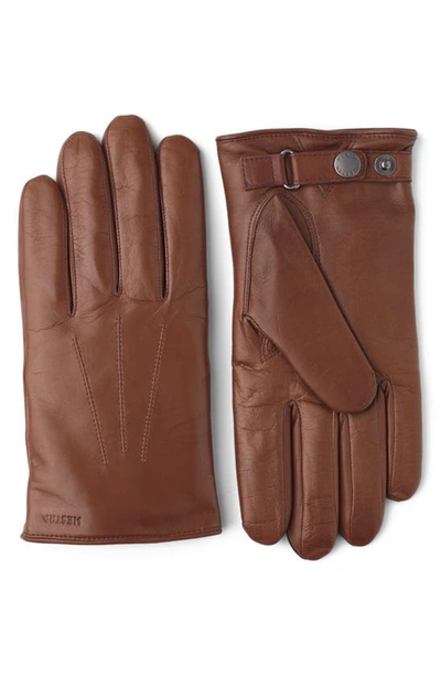 Hestra Nelson Hairsheep Leather Gloves In Chestnut