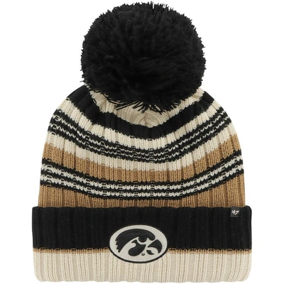 47 ' Khaki Iowa Hawkeyes Barista Cuffed Knit Hat With Pom In Brown