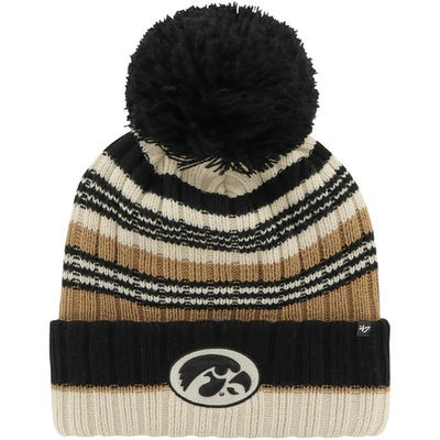 47 Brand '47 Khaki Iowa Hawkeyes Barista Cuffed Knit Hat With Pom