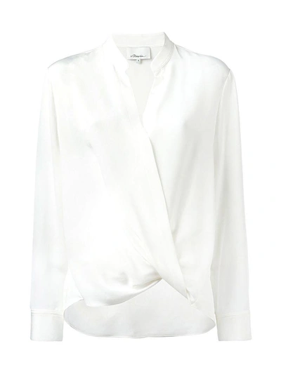 3.1 Phillip Lim / フィリップ リム Wrap-effect Silk-twill Blouse In Bianco