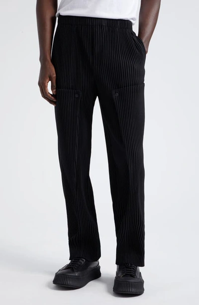 Issey Miyake Unfold Pleated Straight Leg Pants In Black