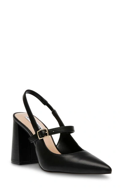 Steve Madden Maegan Pointed Toe Slingback Pump In Black Leather