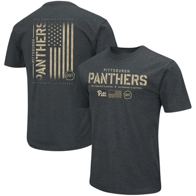 Colosseum Heathered Black Pitt Panthers Oht Military Appreciation Flag 2.0 T-shirt In Heather Black