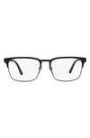 Prada 55mm Rectangular Optical Glasses In Matte Black