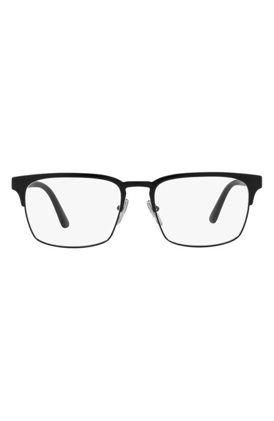 Prada 55mm Rectangular Optical Glasses In Matte Black