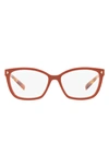 Prada 53mm Rectangular Optical Glasses In Red