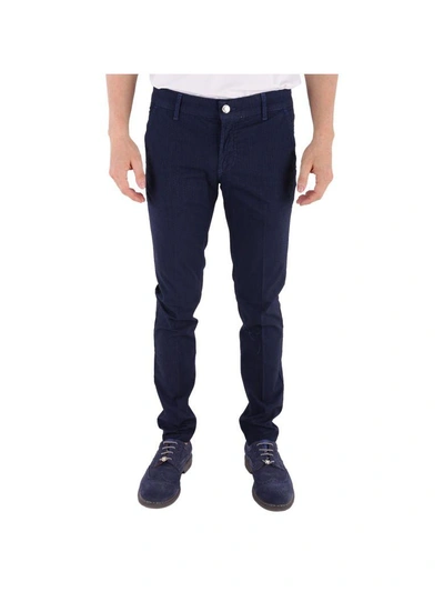 Entre Amis Stretch Cotton Trousers In Blue