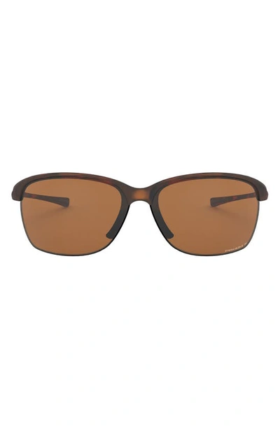 Oakley 65mm Oversize Polarized Rectangular Sunglasses In Matte Tortoise/ Brown