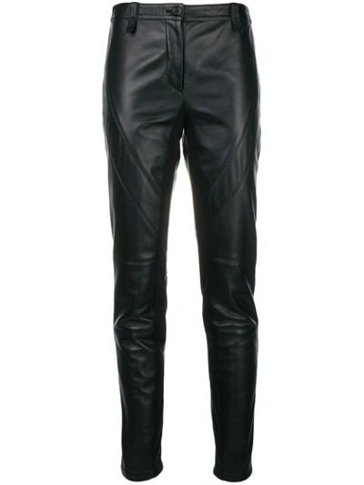 Alberta Ferretti Slim Fit Leather Trousers In Black