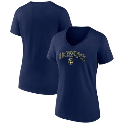 Fanatics Branded Navy Milwaukee Brewers Team Lockup V-neck T-shirt