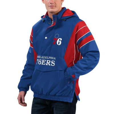 Starter Royal Philadelphia 76ers Home Team Hoodie Half-zip Jacket