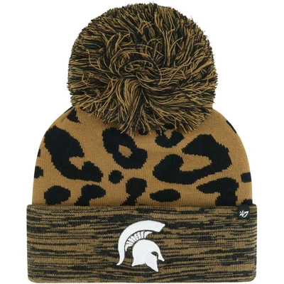 47 Brand '47  Brown Michigan State Spartans Rosette Cuffed Knit Hat With Pom