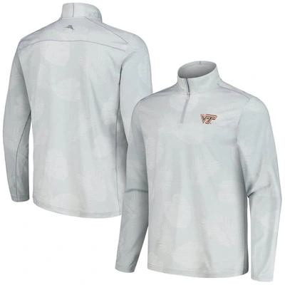 Tommy Bahama Grey Virginia Tech Hokies Delray Frond Islandzone Quarter-zip Jacket In Grey