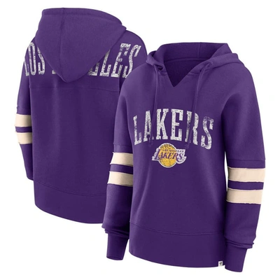 Fanatics Branded Purple Los Angeles Lakers Bold Move Dolman V-neck Pullover Hoodie