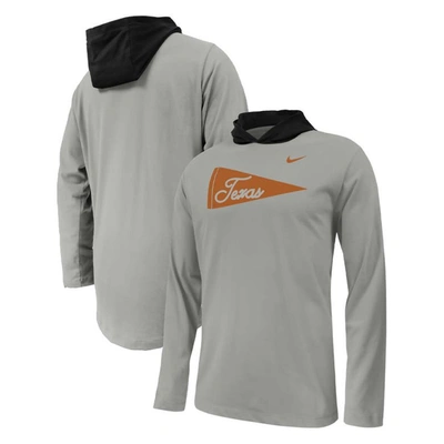 Nike Kids' Youth  Gray Texas Longhorns Sideline Performance Long Sleeve Hoodie T-shirt