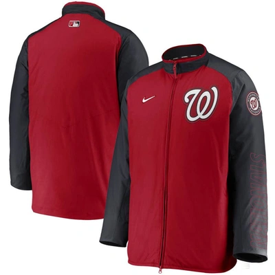Nike Red/navy Washington Nationals Authentic Collection Dugout Full-zip Jacket