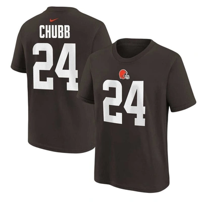 Nike Kids' Big Boys  Nick Chubb Brown Cleveland Browns Player Name And Number T-shirt