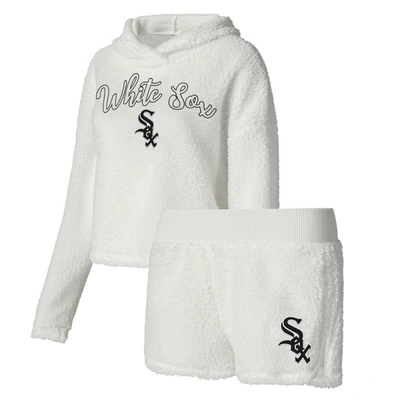 Concepts Sport Women's  Cream Chicago White Sox Fluffy Hoodie Top And Shorts Sleep Set