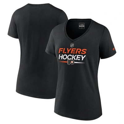 Fanatics Branded  Black Philadelphia Flyers Authentic Pro V-neck T-shirt