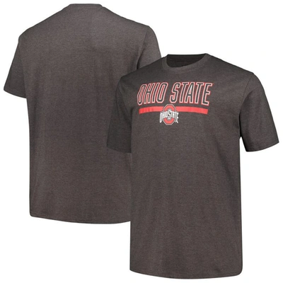 Profile Men's  Heather Charcoal Ohio State Buckeyes Big And Tall Team T-shirt