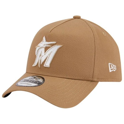New Era Khaki Miami Marlins A-frame 9forty Adjustable Hat