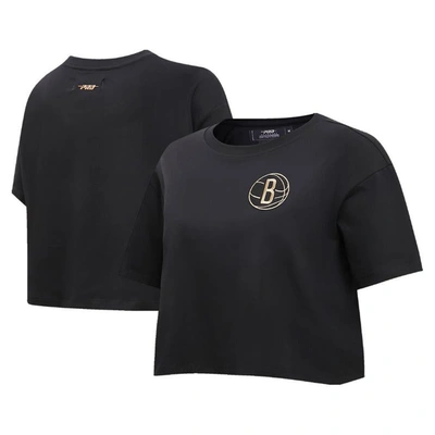 Pro Standard Black Brooklyn Nets Holiday Glam Boxy T-shirt