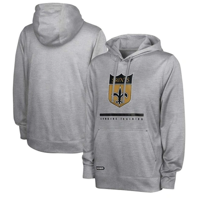 Outerstuff Heather Gray New Orleans Saints Grid Drill Streak Fleece Pullover Hoodie