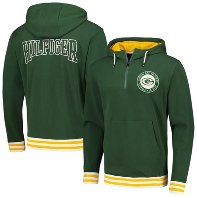 Tommy Hilfiger Green Green Bay Packers Aaron Quarter-zip Hoodie