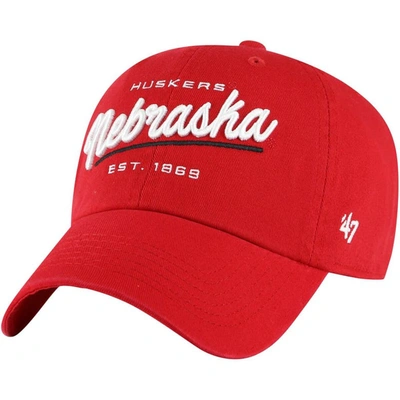 47 Brand '47 Scarlet Nebraska Huskers Sidney Clean Up Adjustable Hat