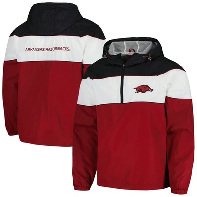 G-iii Sports By Carl Banks Cardinal Arkansas Razorbacks Center Line Half-zip Raglan Hoodie Jacket