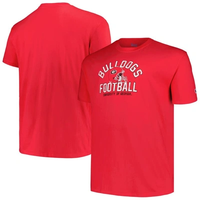 Champion Men's  Red Distressed Georgia Bulldogs Big And Tall Football Helmet T-shirt