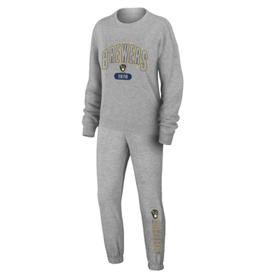 Wear By Erin Andrews Gray Milwaukee Brewers  Knitted Lounge Set