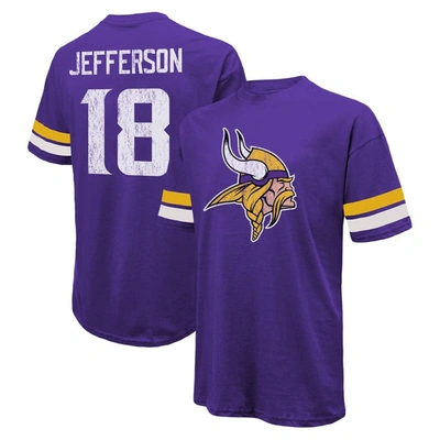 Majestic Men's  Threads Justin Jefferson Purple Distressed Minnesota Vikings Name And Number Oversize