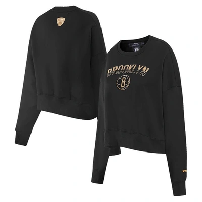 Pro Standard Black Brooklyn Nets Glam Pullover Sweatshirt