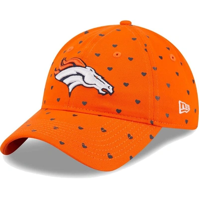New Era Kids' Girls Preschool  Orange Denver Broncos Hearts 9twenty Adjustable Hat