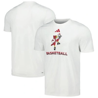 Adidas Originals Adidas  White Louisville Cardinals Fadeaway Basketball Pregame T-shirt