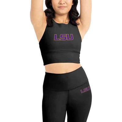 Certo Kadi Brand Black Lsu Tigers Buttery Soft Midi Bra & Leggings Set