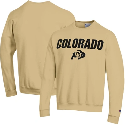 Champion Gold Colourado Buffaloes Straight Over Logo Powerblend Pullover Sweatshirt