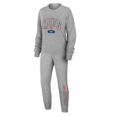 Wear By Erin Andrews Grey New York Mets  Knitted Lounge Set