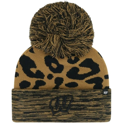 47 Brand '47  Brown Wisconsin Badgers Rosette Cuffed Knit Hat With Pom