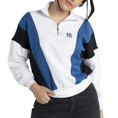 Lusso White New York Yankees Malia Quarter-zip Sweatshirt