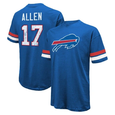 Majestic Men's  Threads Josh Allen Royal Distressed Buffalo Bills Name And Number Oversize Fit T-shir