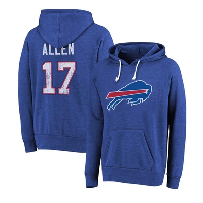 Majestic Men's  Threads Josh Allen Royal Distressed Buffalo Bills Name And Number Tri-blend Pullover